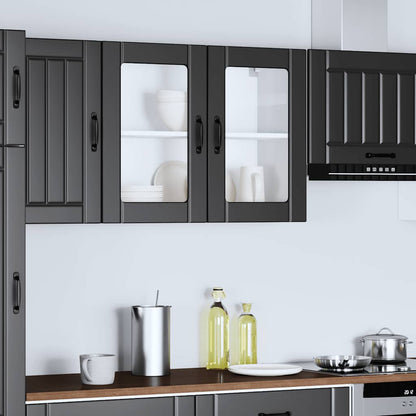 vidaXL Küchen-Hängeschrank mit Glastür Lucca Schwarz Holzwerkstoff