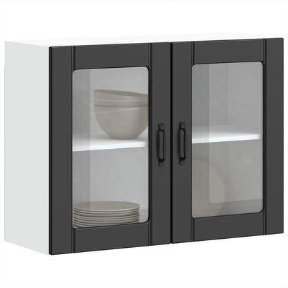 vidaXL Küchen-Hängeschrank mit Glastür Lucca Schwarz Holzwerkstoff