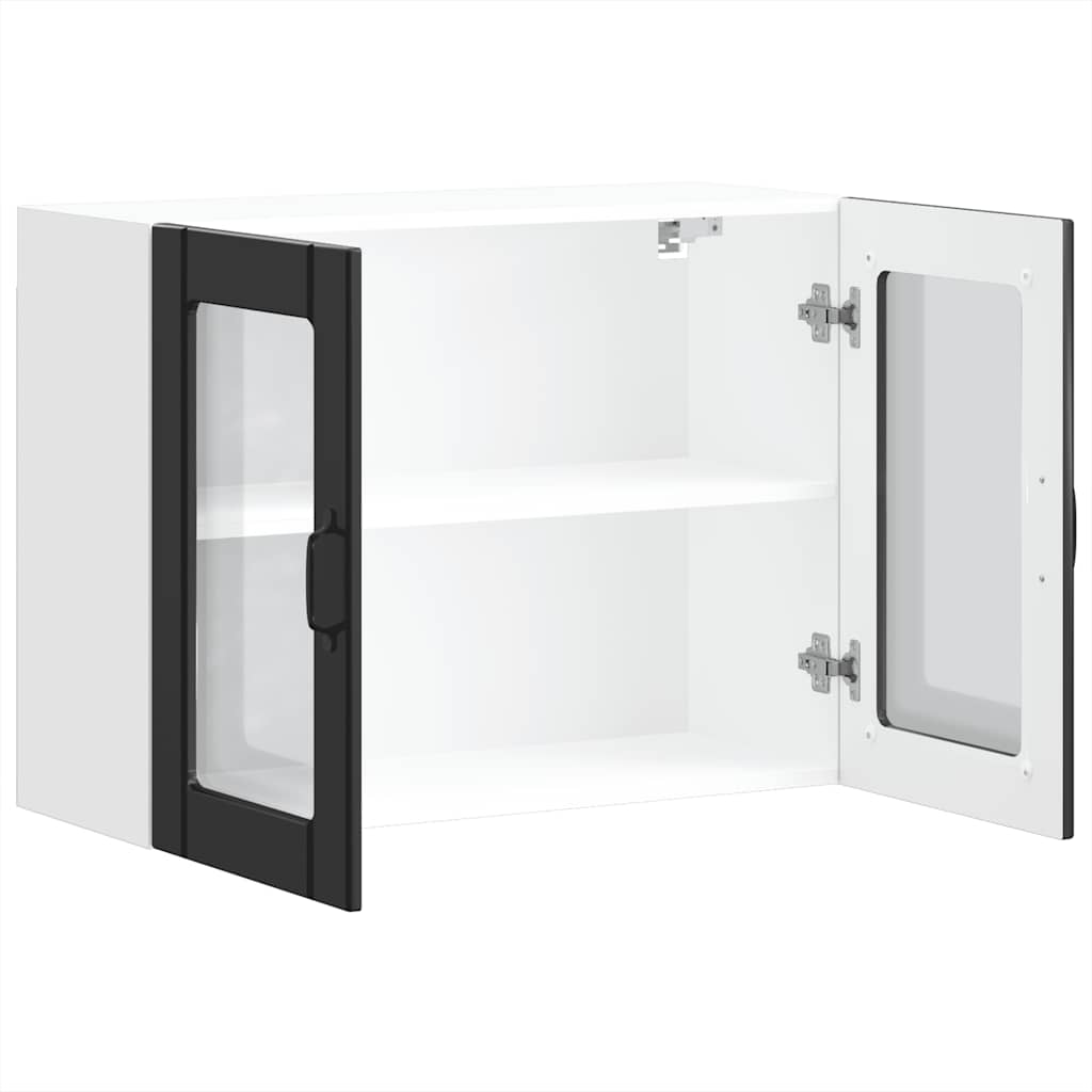 vidaXL Küchen-Hängeschrank mit Glastür Lucca Schwarz Holzwerkstoff