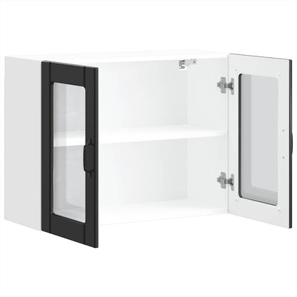 vidaXL Küchen-Hängeschrank mit Glastür Lucca Schwarz Holzwerkstoff