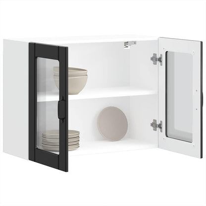 vidaXL Küchen-Hängeschrank mit Glastür Lucca Schwarz Holzwerkstoff