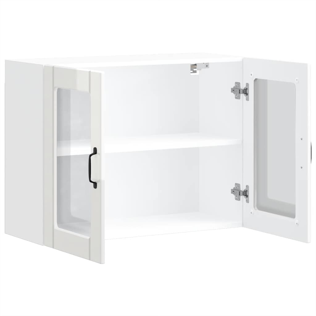 vidaXL Küchen-Hängeschrank mit Glastür Lucca Hochglanz-Weiß Holzwerkstoff