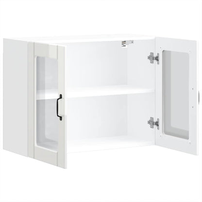 vidaXL Küchen-Hängeschrank mit Glastür Lucca Hochglanz-Weiß Holzwerkstoff