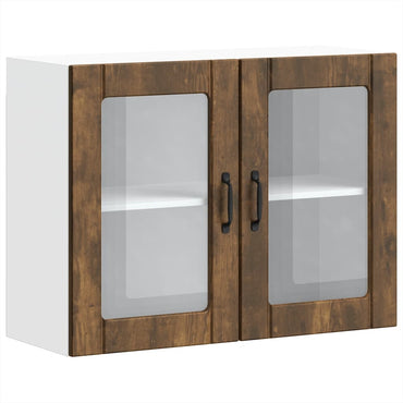 vidaXL Meuble haut de cuisine avec porte vitrée Lucca Chêne fumé Bois d'ingénierie
