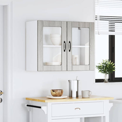 Küchen-Hängeschrank mit Glastür Lucca Grau Sonoma Holzwerkstoff