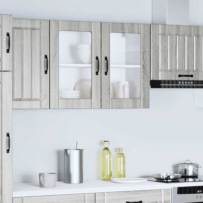 vidaXL Küchen-Hängeschrank mit Glastür Lucca Grau Sonoma Holzwerkstoff
