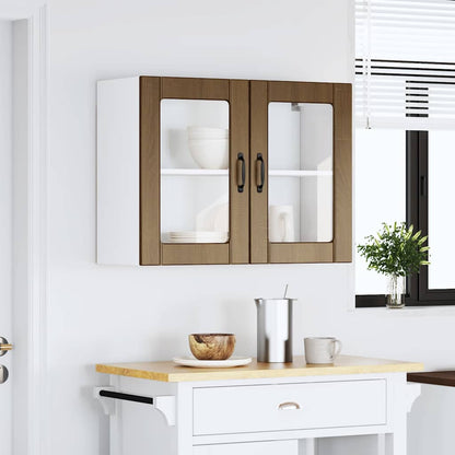 vidaXL Küchen-Hängeschrank mit Glastür Lucca Braun Eichen-Optik