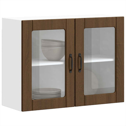 vidaXL Küchen-Hängeschrank mit Glastür Lucca Braun Eichen-Optik