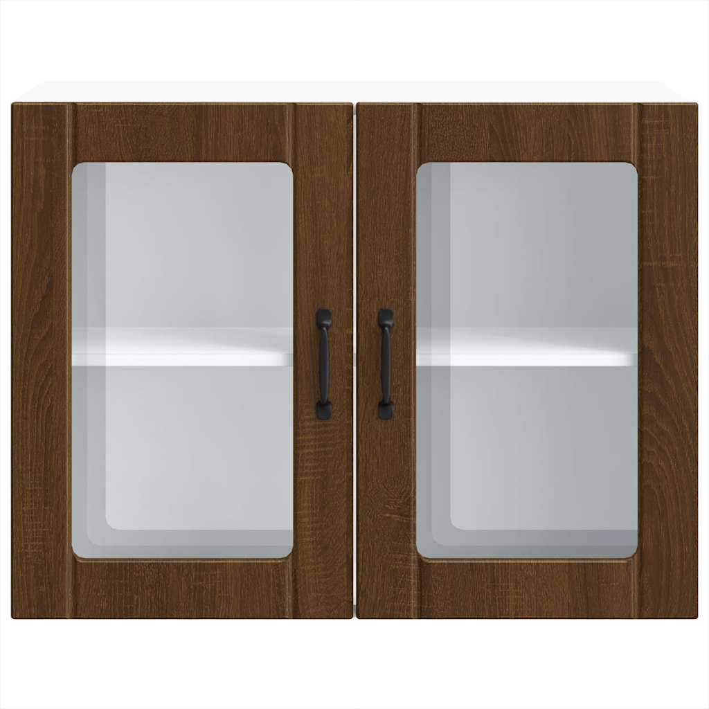 vidaXL Küchen-Hängeschrank mit Glastür Lucca Braun Eichen-Optik