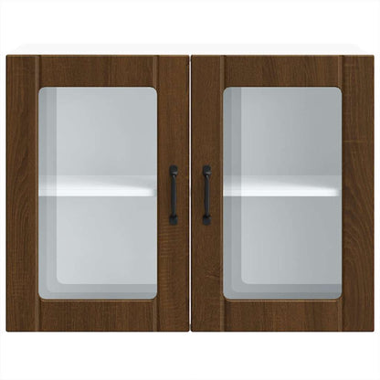 vidaXL Küchen-Hängeschrank mit Glastür Lucca Braun Eichen-Optik