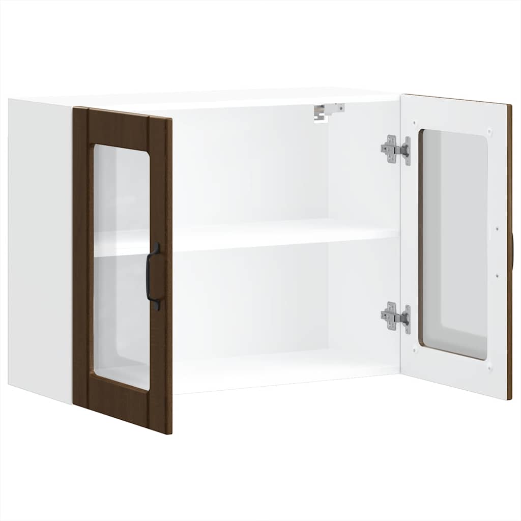 vidaXL Küchen-Hängeschrank mit Glastür Lucca Braun Eichen-Optik