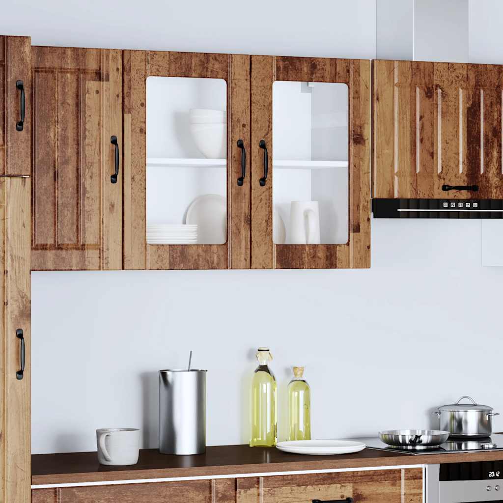 vidaXL Küchen-Hängeschrank mit Glastür Altholz-Optik Holzwerkstoff