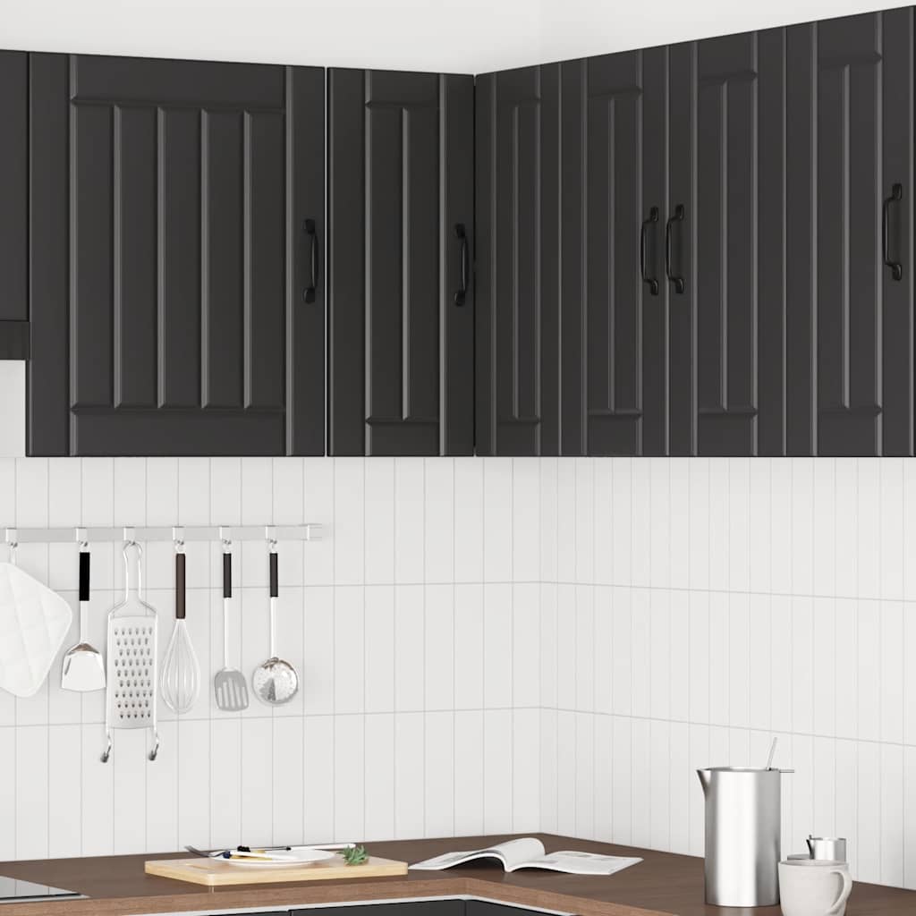 vidaXL Küchen-Eckhängeschrank Lucca Schwarz Holzwerkstoff