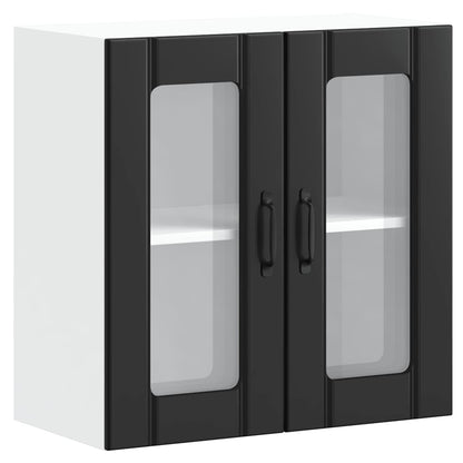 vidaXL Meuble haut de cuisine Lucca avec porte vitrée noir, bois d'ingénierie