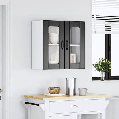 vidaXL Meuble haut de cuisine Lucca avec porte vitrée noir, bois d'ingénierie