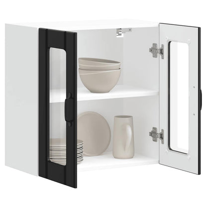 vidaXL Meuble haut de cuisine Lucca avec porte vitrée noir, bois d'ingénierie
