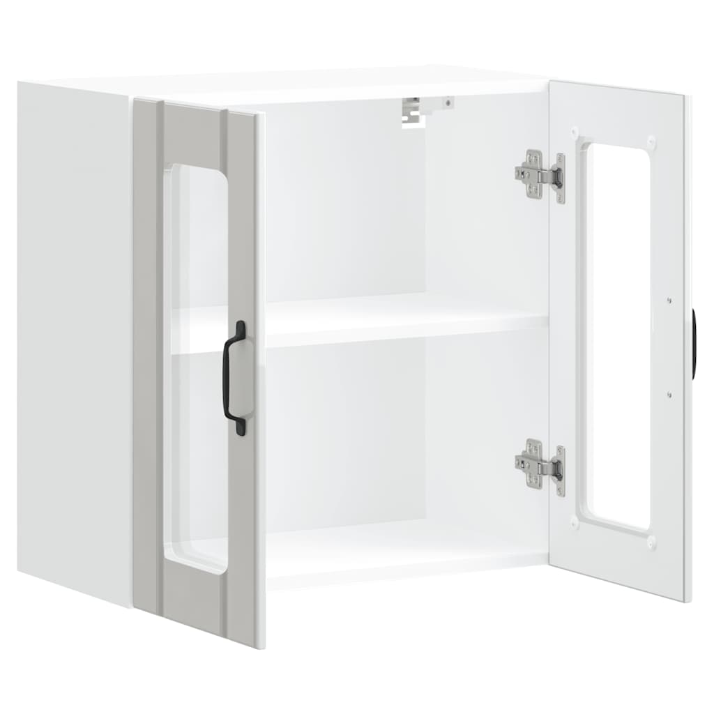 vidaXL Küchen-Hängeschrank mit Glastür Lucca Hochglanz-Weiß Holzwerkstoff