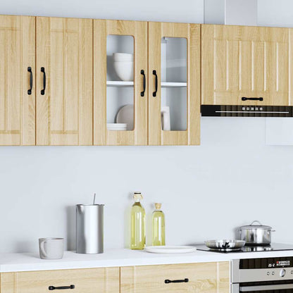 vidaXL Meuble haut de cuisine avec porte en verre Lucca chêne Sonoma, bois d'ingénierie