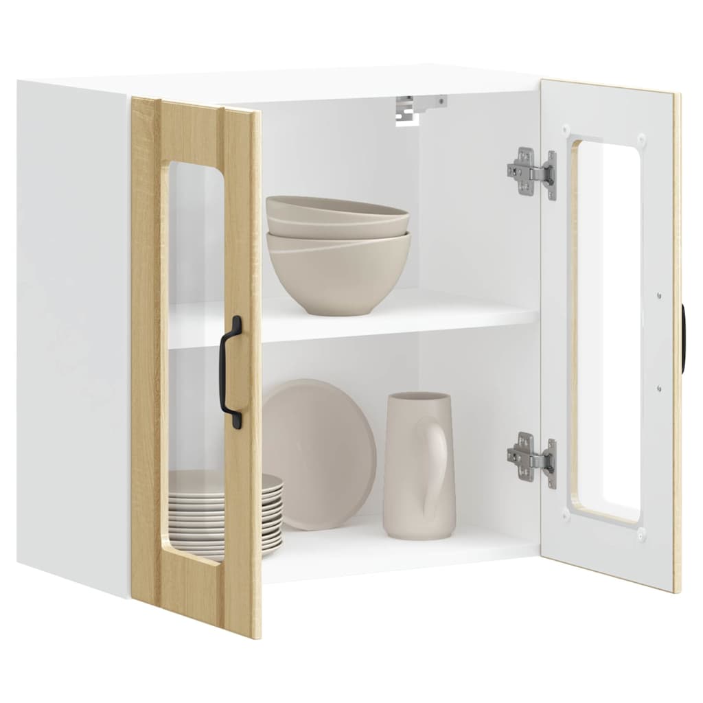 vidaXL Meuble haut de cuisine avec porte en verre Lucca chêne Sonoma, bois d'ingénierie
