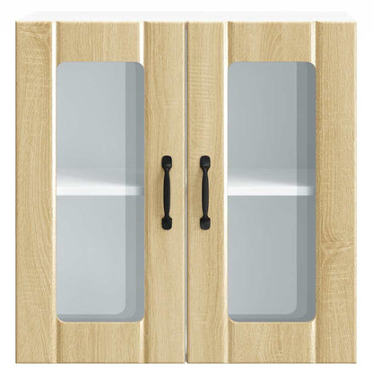 vidaXL Meuble haut de cuisine avec porte en verre Lucca chêne Sonoma, bois d'ingénierie