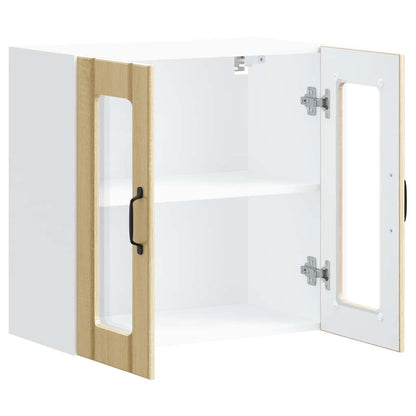 vidaXL Meuble haut de cuisine avec porte en verre Lucca chêne Sonoma, bois d'ingénierie