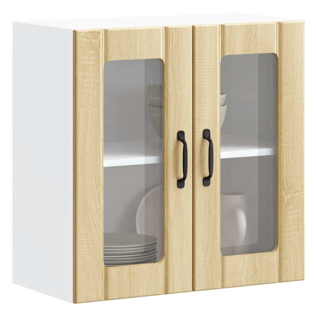 vidaXL Meuble haut de cuisine avec porte en verre Lucca chêne Sonoma, bois d'ingénierie
