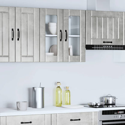 vidaXL Küchen-Hängeschrank mit Glastür Lucca Betongrau Holzwerkstoff