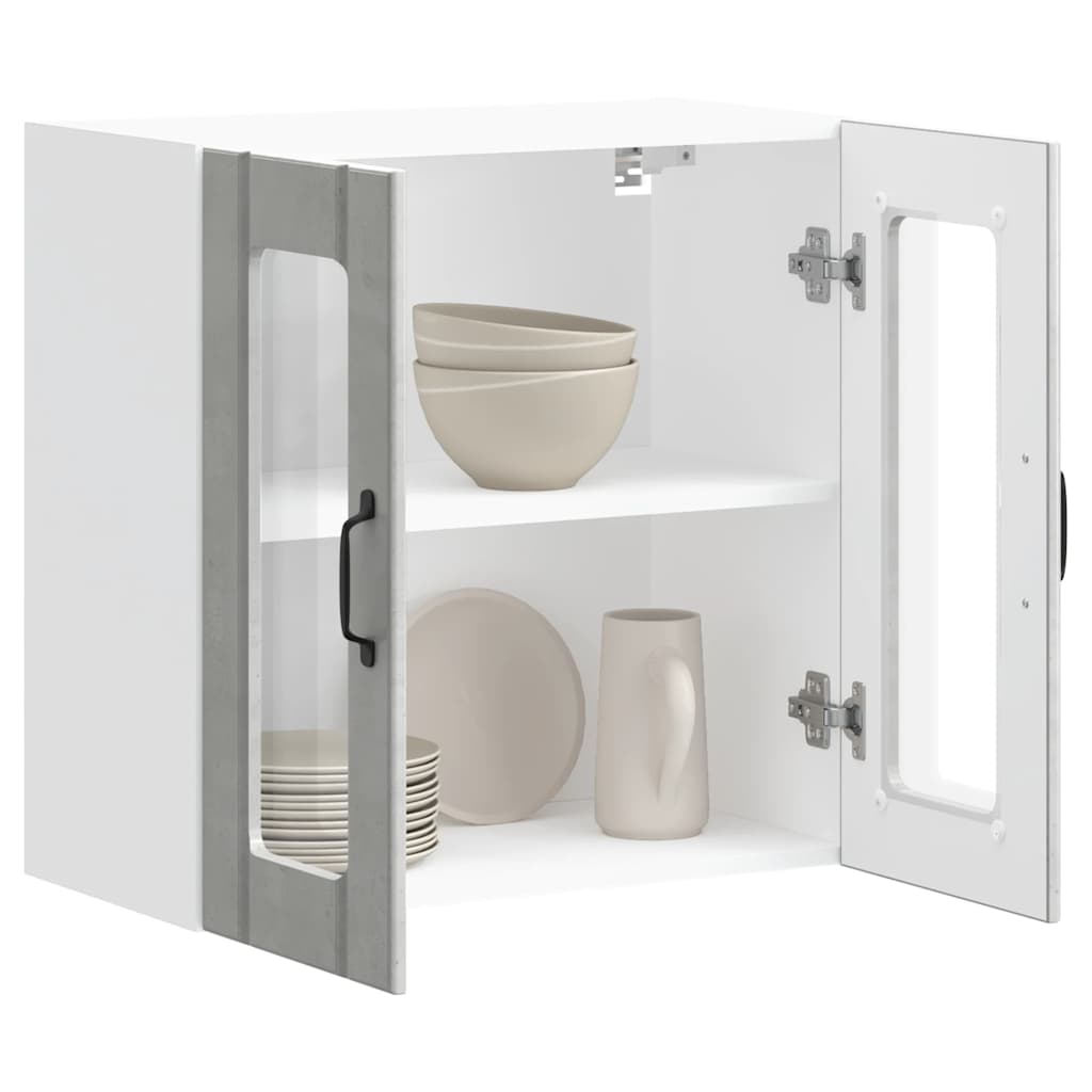 Küchen-Hängeschrank mit Glastür Lucca Betongrau Holzwerkstoff