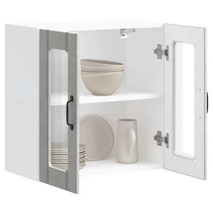 Küchen-Hängeschrank mit Glastür Lucca Betongrau Holzwerkstoff