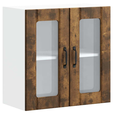 vidaXL Meuble haut de cuisine avec porte vitrée Lucca Chêne fumé Bois d'ingénierie