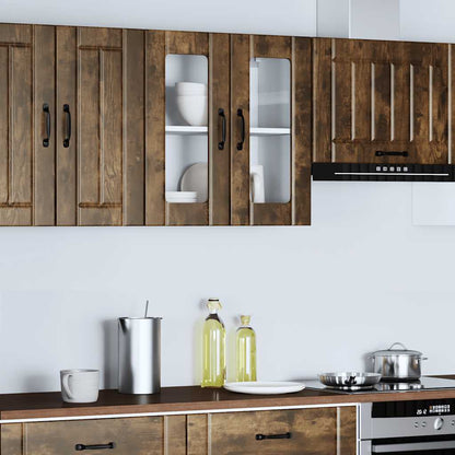 vidaXL Meuble haut de cuisine avec porte vitrée Lucca Chêne fumé Bois d'ingénierie