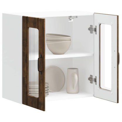 vidaXL Meuble haut de cuisine avec porte vitrée Lucca Chêne fumé Bois d'ingénierie