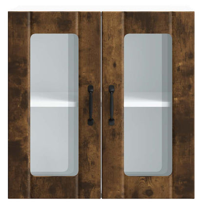 vidaXL Meuble haut de cuisine avec porte vitrée Lucca Chêne fumé Bois d'ingénierie