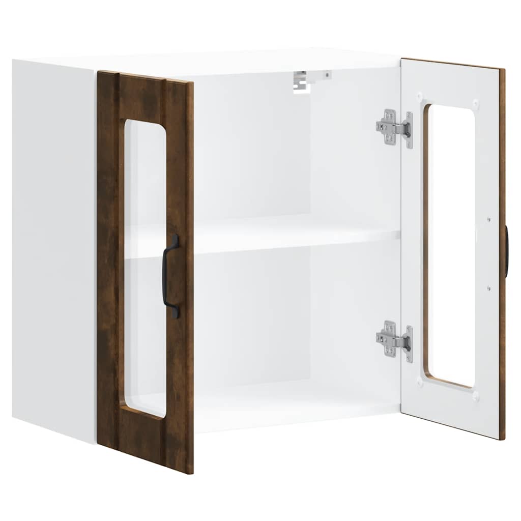 vidaXL Meuble haut de cuisine avec porte vitrée Lucca Chêne fumé Bois d'ingénierie