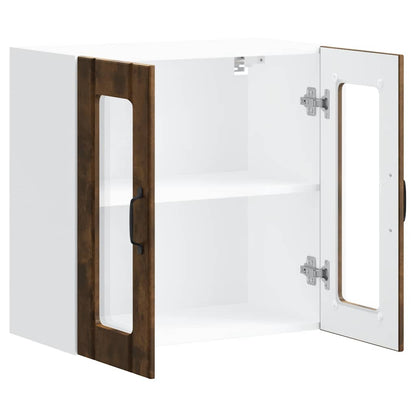 vidaXL Meuble haut de cuisine avec porte vitrée Lucca Chêne fumé Bois d'ingénierie