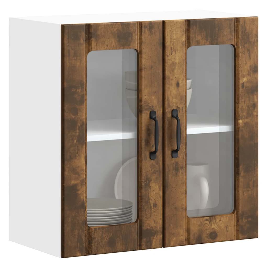 vidaXL Meuble haut de cuisine avec porte vitrée Lucca Chêne fumé Bois d'ingénierie
