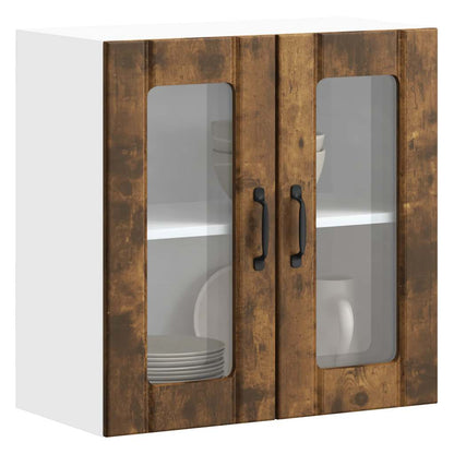 vidaXL Meuble haut de cuisine avec porte vitrée Lucca Chêne fumé Bois d'ingénierie
