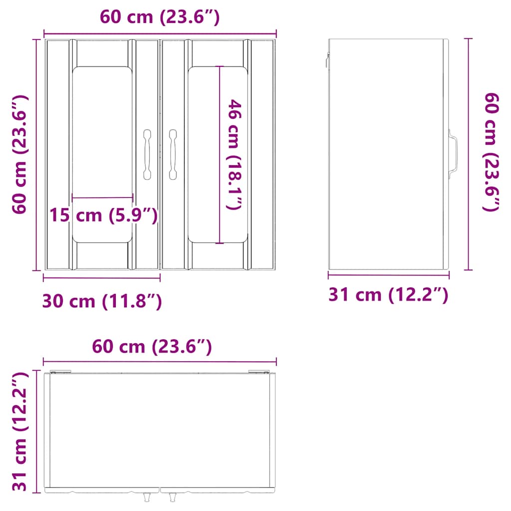 vidaXL Küchen-Hängeschrank mit Glastür Lucca Grau Sonoma Holzwerkstoff