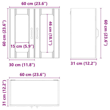 vidaXL Küchen-Hängeschrank mit Glastür Lucca Grau Sonoma Holzwerkstoff