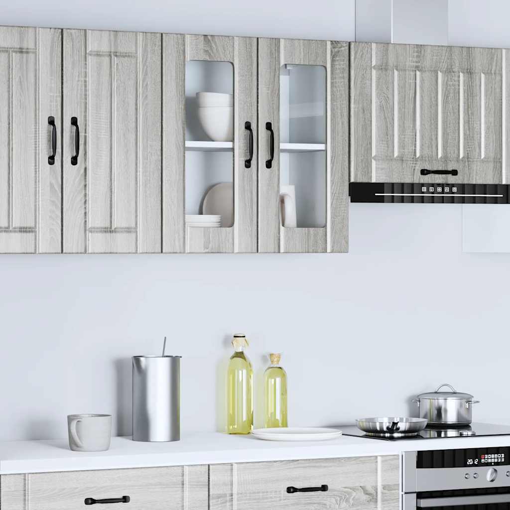 vidaXL Küchen-Hängeschrank mit Glastür Lucca Grau Sonoma Holzwerkstoff