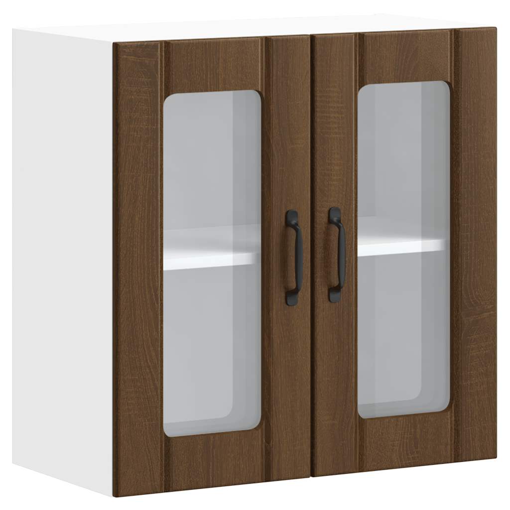 vidaXL Küchen-Hängeschrank mit Glastür Lucca Braun Eichen-Optik