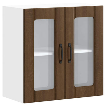 vidaXL Küchen-Hängeschrank mit Glastür Lucca Braun Eichen-Optik