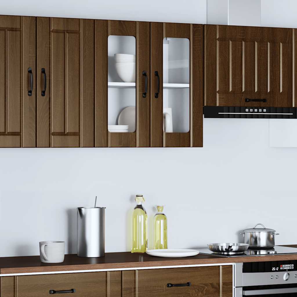 vidaXL Küchen-Hängeschrank mit Glastür Lucca Braun Eichen-Optik
