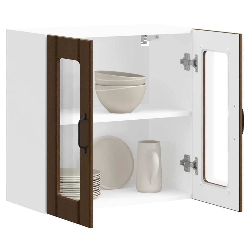 vidaXL Küchen-Hängeschrank mit Glastür Lucca Braun Eichen-Optik