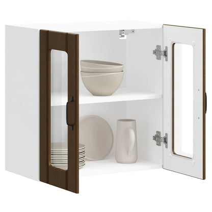 vidaXL Küchen-Hängeschrank mit Glastür Lucca Braun Eichen-Optik