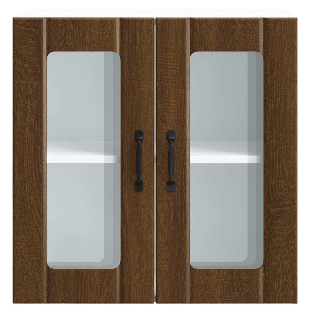 vidaXL Küchen-Hängeschrank mit Glastür Lucca Braun Eichen-Optik
