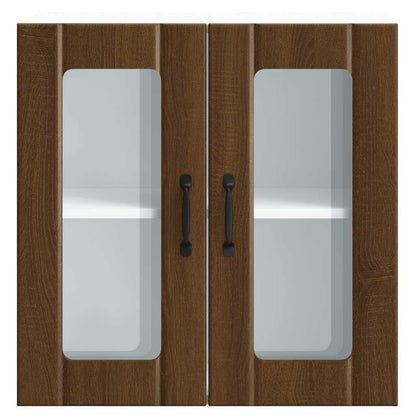 vidaXL Küchen-Hängeschrank mit Glastür Lucca Braun Eichen-Optik