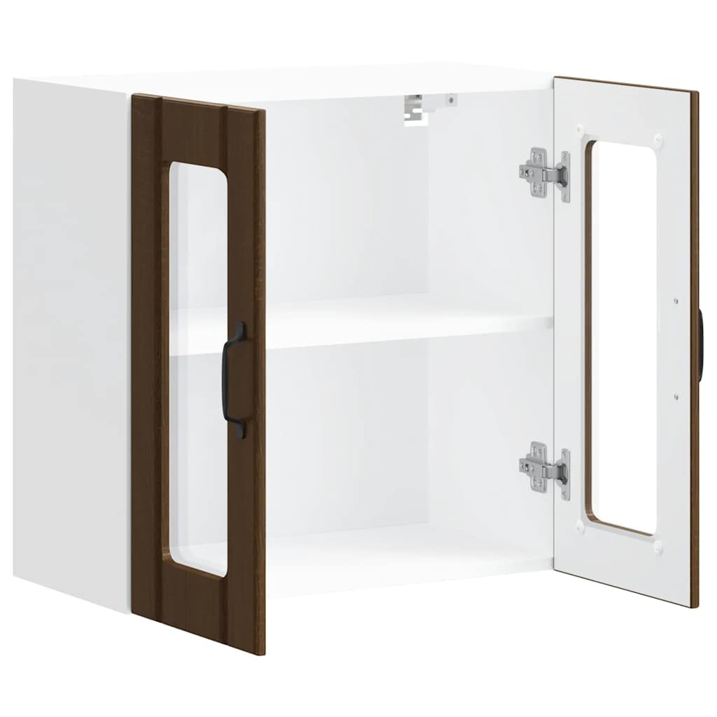 vidaXL Küchen-Hängeschrank mit Glastür Lucca Braun Eichen-Optik