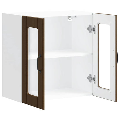 vidaXL Küchen-Hängeschrank mit Glastür Lucca Braun Eichen-Optik