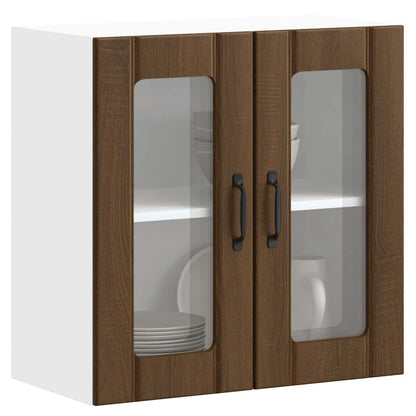 vidaXL Küchen-Hängeschrank mit Glastür Lucca Braun Eichen-Optik